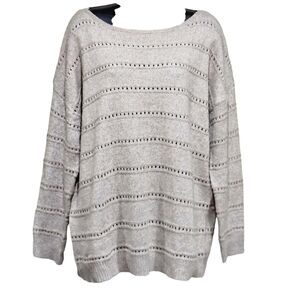 SHEIN Women's Sweater Oversized Layering Tunic Knit Open Weave Design Tan Size L